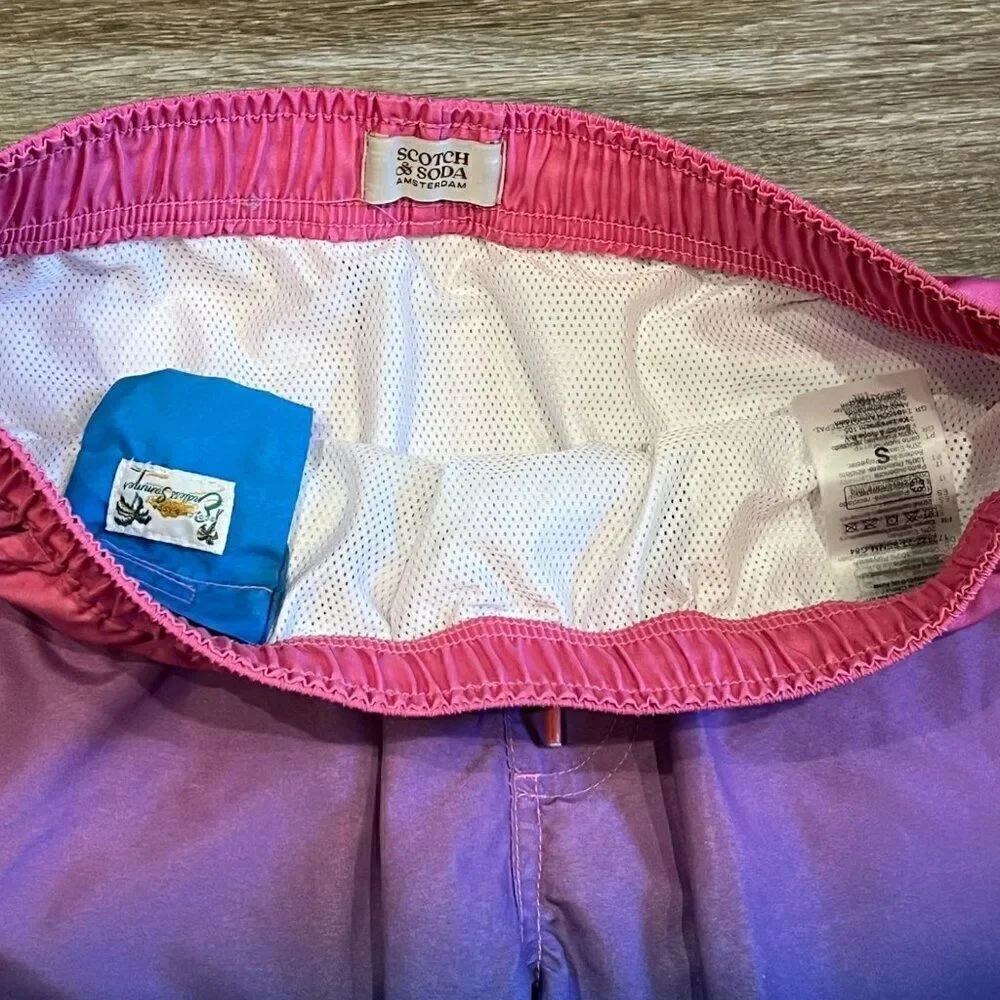 Scotch & Soda Cerise Gradient Mid-Length Printed Swim Shorts Size Small